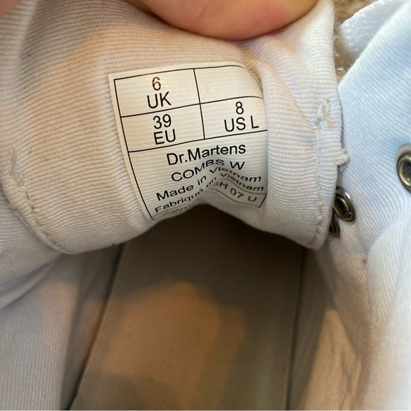 Doc Martens Comb Combat Boots White Lace Up Size 8 - Picture 4 of 8